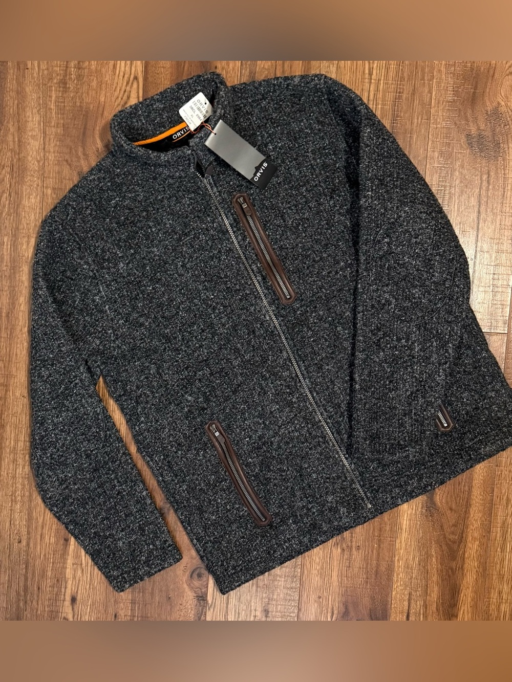 Orvis Men's Charcoal Full-Zip Knit Jacket